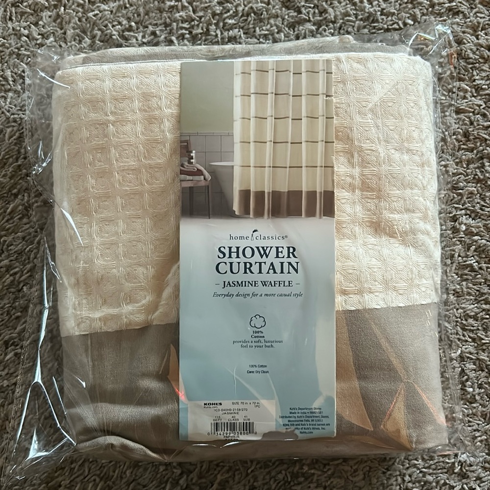 Home Classics Jasmine Fabric Shower curtain 100% cotton NEW